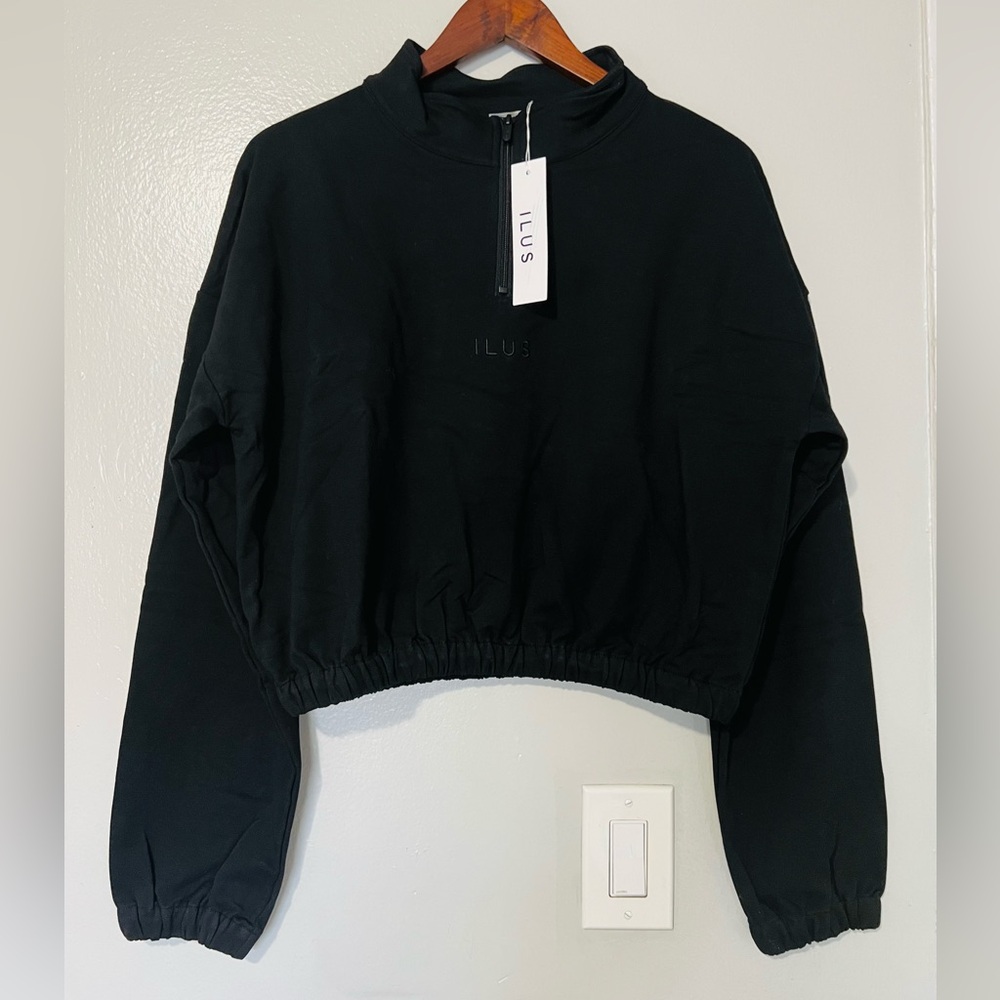 Ilus Label Quarter Zip Cropped Sweater - XXL